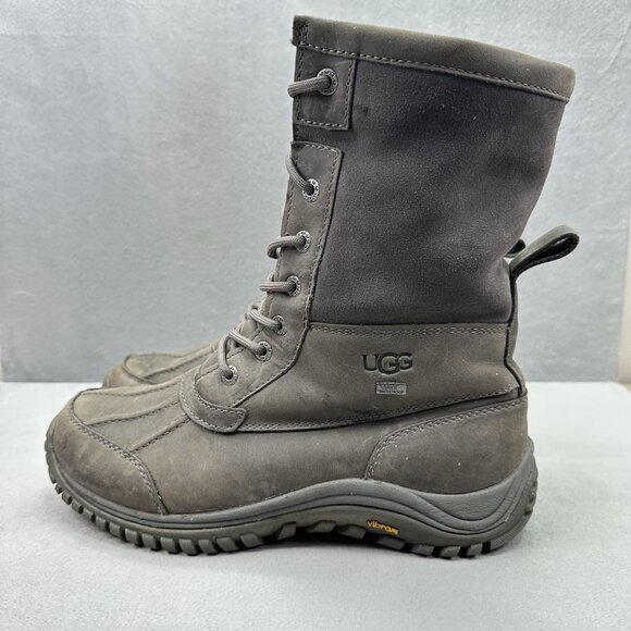 UGG Adirondack II Womens Size 10 Snow Boots Luxe Quilt Grey Leather Waterproof - Picture 3 of 8